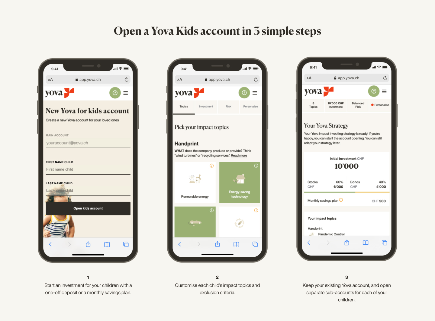 Image showing the three easy steps for opening an account for kids