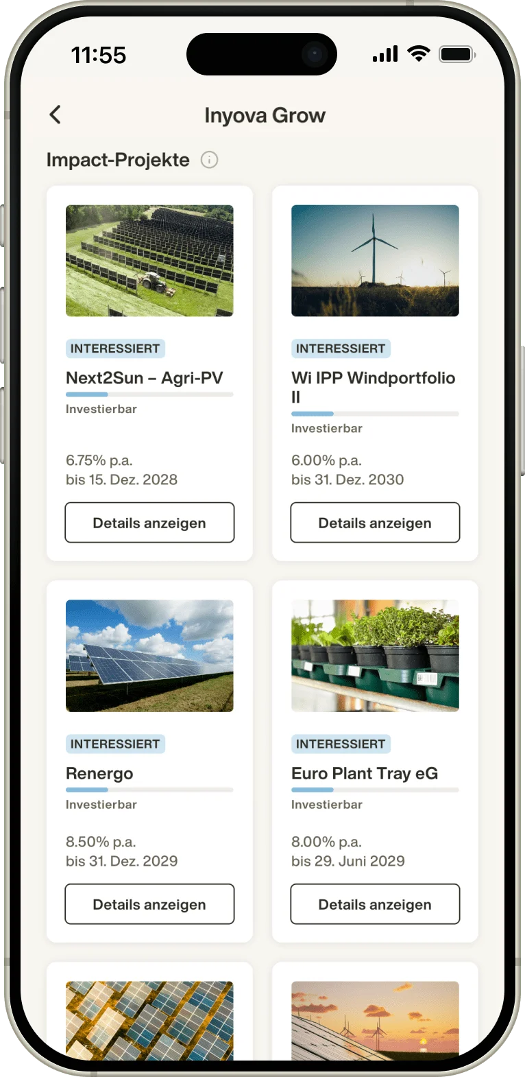 Inyova Grow mobile app screen 3